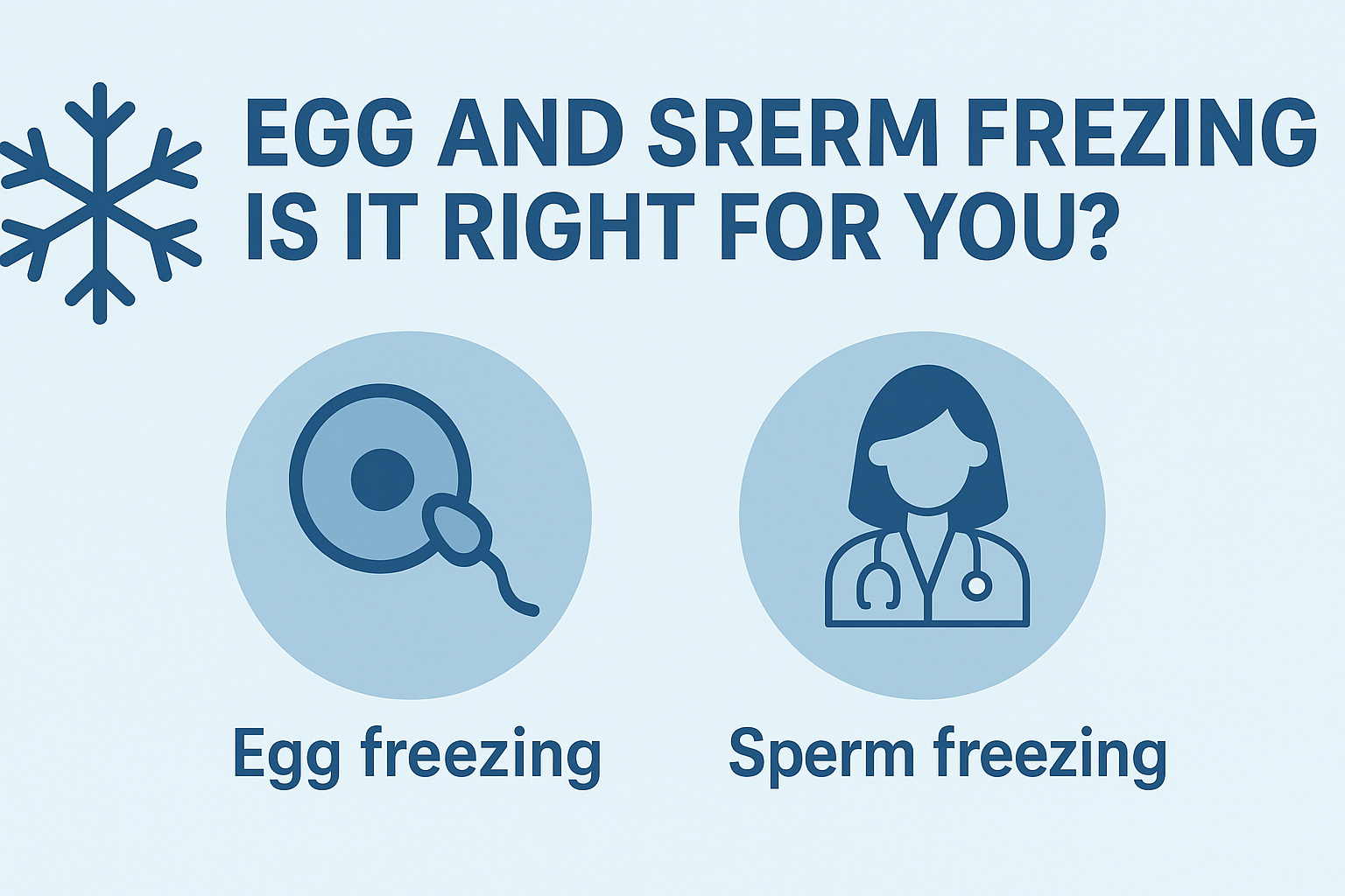 Infographic showing options for egg freezing and sperm freezing with medical icons.