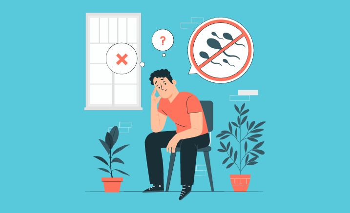 Worried man thinking about Male Infertility Treatment and sperm health issues